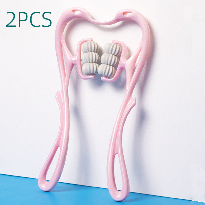 Masajeador de cuello manual con rodillos 360° – pack de 2 unidades rosa