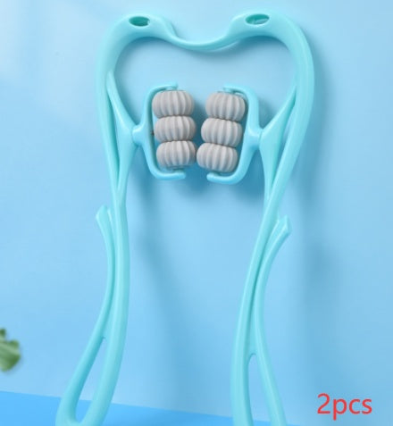Masajeador de cuello manual con rodillos 360° – pack de 2 unidades azul